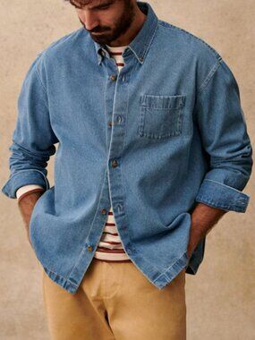 Octobre Blue Denim Button Up Shirt in Large